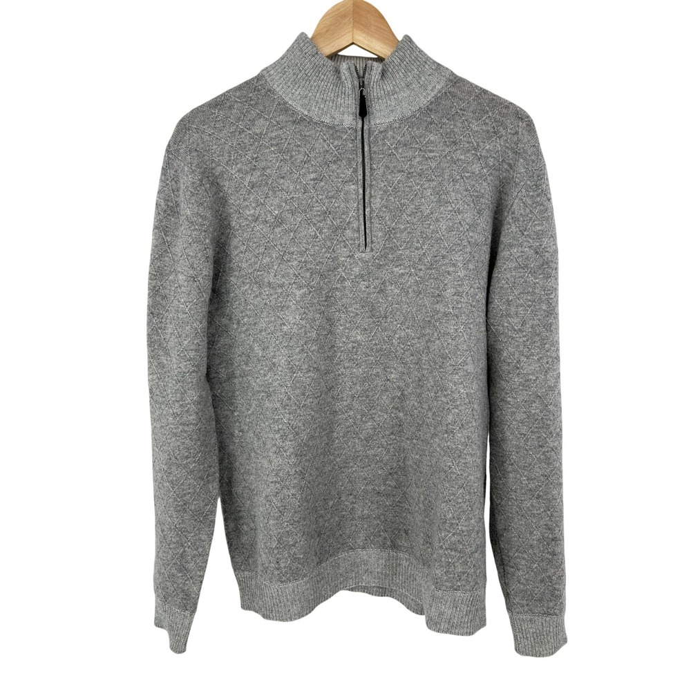 Kinross Cashmere Quarter Zip Sweater Gray Mock Neck